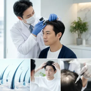 睡眠不足による抜け毛に悩む男性がAGAケアを考えているイメージ