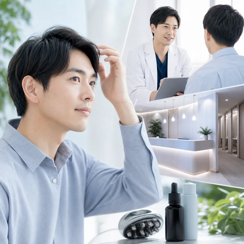 AGAクリニックで医師と向き合い治療を始める男性のイメージ
