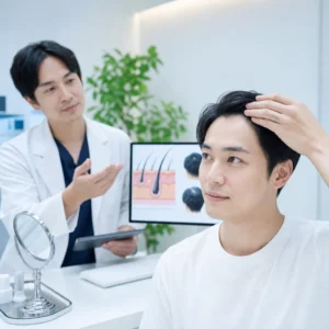 湯シャンと薄毛・AGA予防の関係を示す頭皮ケアのイメージ写真