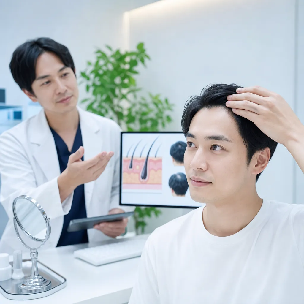 湯シャンと薄毛・AGA予防の関係を示す頭皮ケアのイメージ写真
