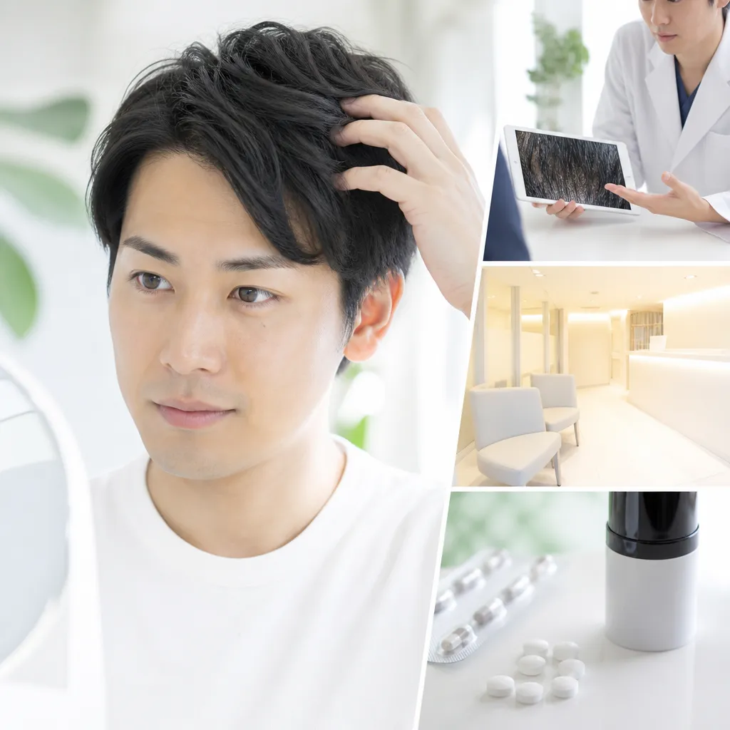 AGAオンラインクリニックの診察画面を前に費用を確認する25歳男性のイメージ