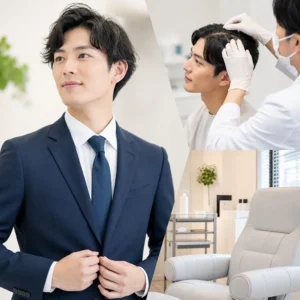 スマートフォンでAGAオンライン診察を受ける20代男性のイメージ