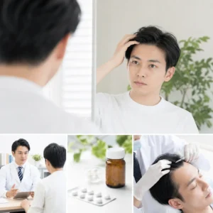 スマートフォンでAGAオンライン診療を予約する男性のイメージ