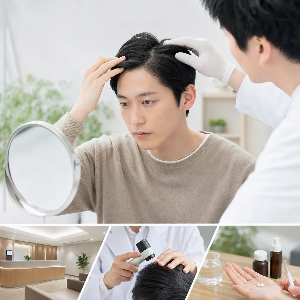 AGA治療のオンラインクリニックで診察を受ける男性のイメージ写真