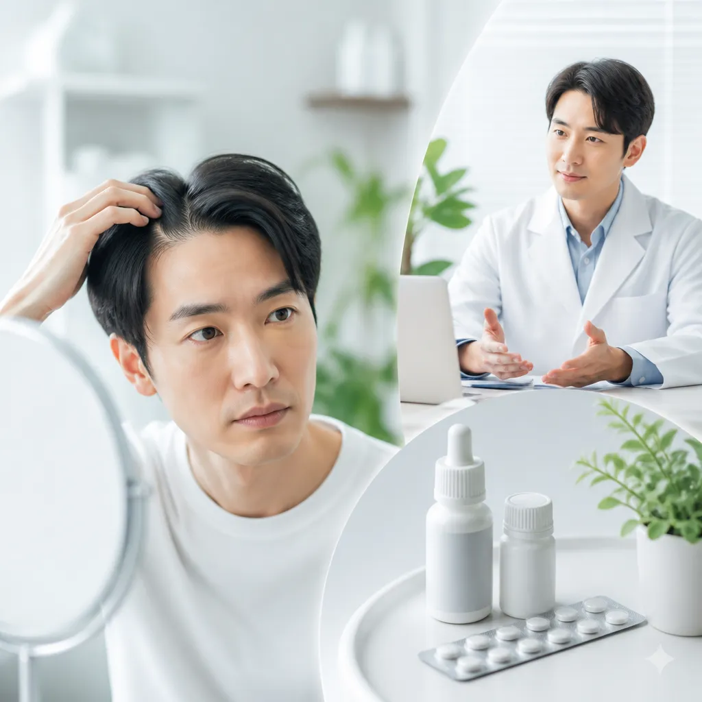 スマートフォンでAGAオンライン診療を受ける男性のイメージ画像
