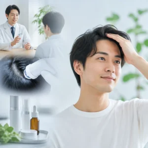AGAオンラインクリニックで医師が薄毛治療の処方について説明している診察シーン